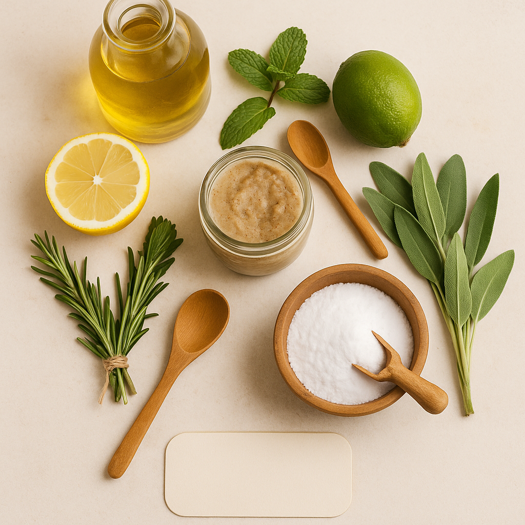 ChatGPT Image 26 oct 2025, 13_26_06 una mesa con limón bicarbonato cucharas y otros remedios naturales