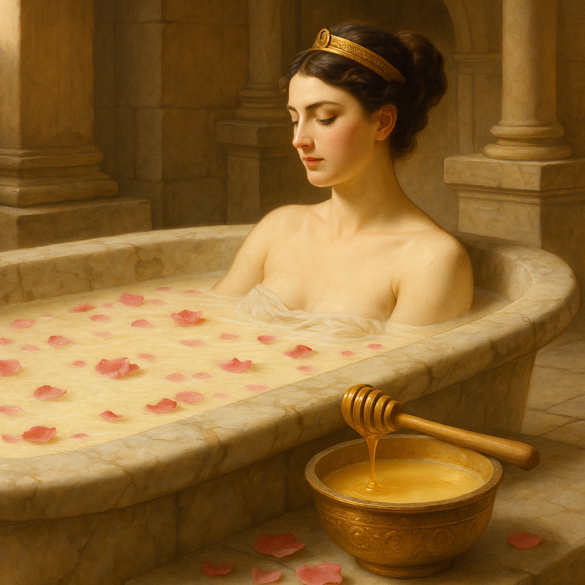 el secreto de belleza eterno de Popea Sabina: Baños de leche y miel.