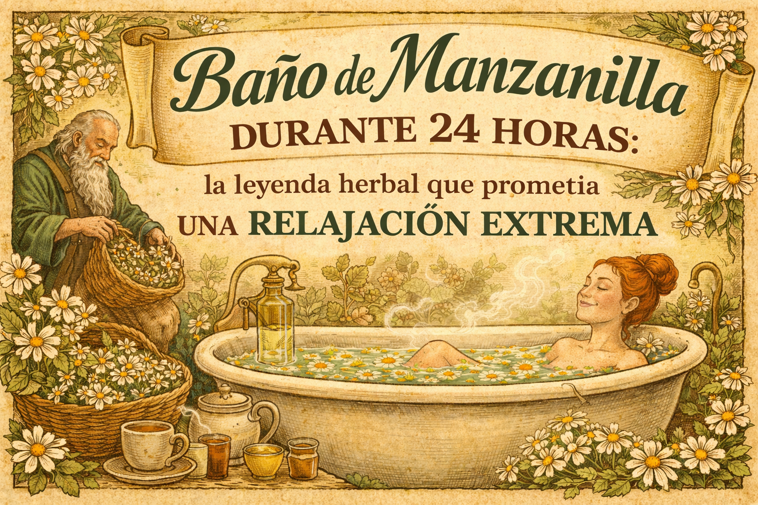 ilustracion de baño de manzanilla